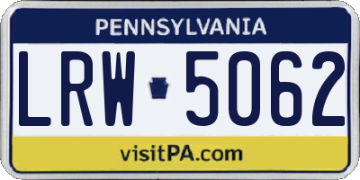 PA license plate LRW5062