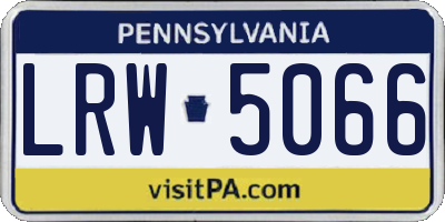PA license plate LRW5066