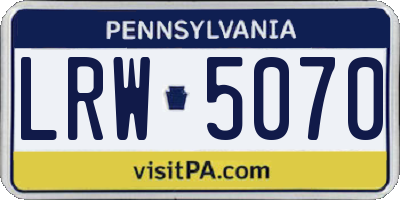 PA license plate LRW5070