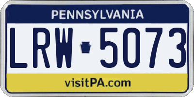 PA license plate LRW5073