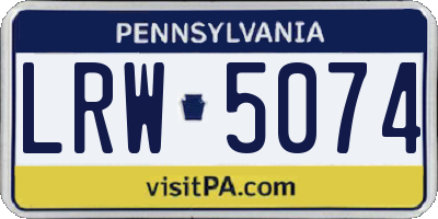 PA license plate LRW5074