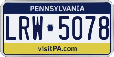 PA license plate LRW5078
