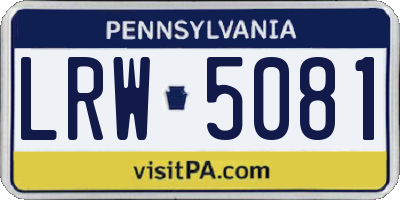 PA license plate LRW5081