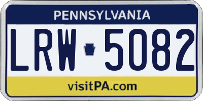 PA license plate LRW5082