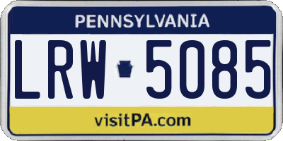 PA license plate LRW5085