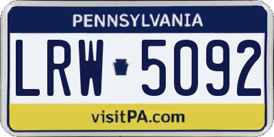 PA license plate LRW5092
