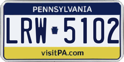 PA license plate LRW5102