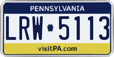PA license plate LRW5113