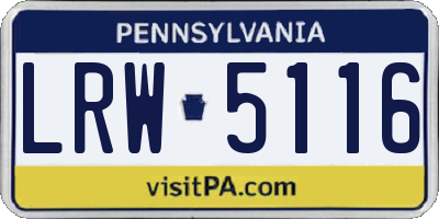 PA license plate LRW5116
