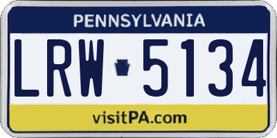 PA license plate LRW5134