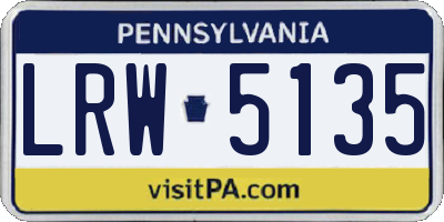 PA license plate LRW5135
