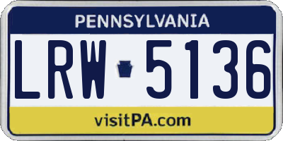 PA license plate LRW5136