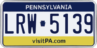 PA license plate LRW5139