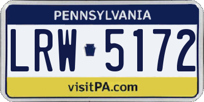 PA license plate LRW5172