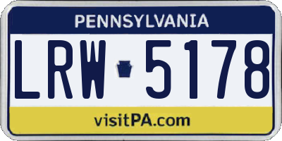 PA license plate LRW5178