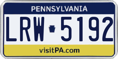 PA license plate LRW5192