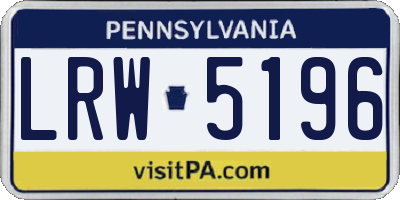 PA license plate LRW5196