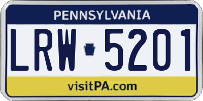 PA license plate LRW5201