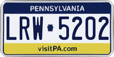 PA license plate LRW5202