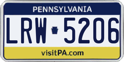 PA license plate LRW5206
