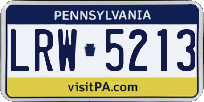 PA license plate LRW5213