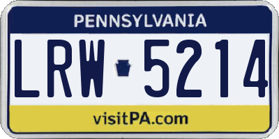 PA license plate LRW5214