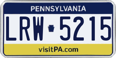 PA license plate LRW5215