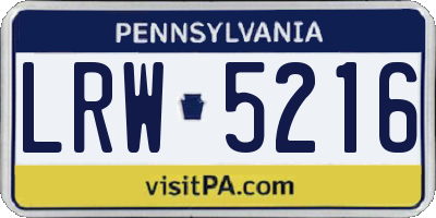 PA license plate LRW5216