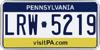 PA license plate LRW5219