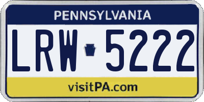 PA license plate LRW5222