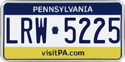 PA license plate LRW5225