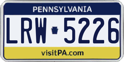 PA license plate LRW5226