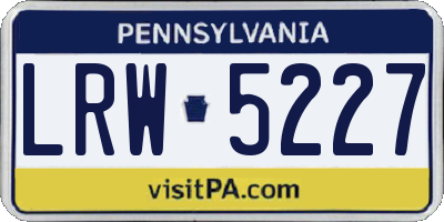 PA license plate LRW5227