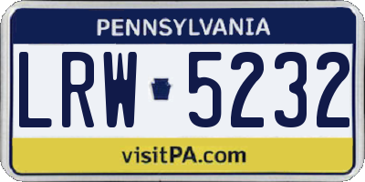 PA license plate LRW5232