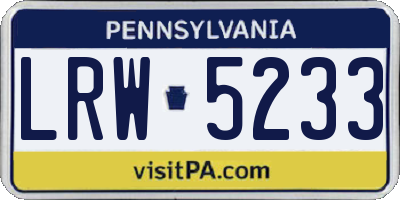 PA license plate LRW5233