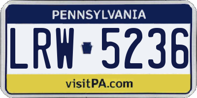 PA license plate LRW5236