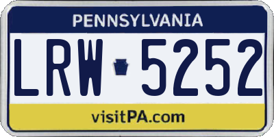 PA license plate LRW5252