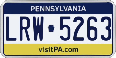 PA license plate LRW5263