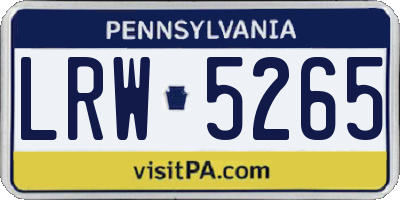 PA license plate LRW5265