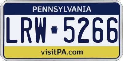 PA license plate LRW5266