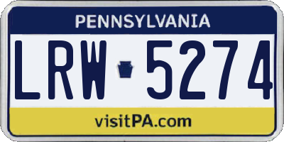 PA license plate LRW5274