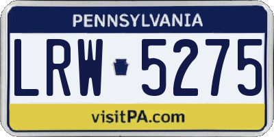 PA license plate LRW5275