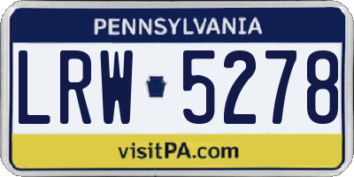 PA license plate LRW5278