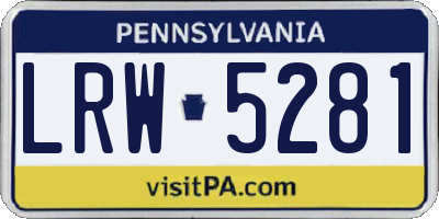 PA license plate LRW5281