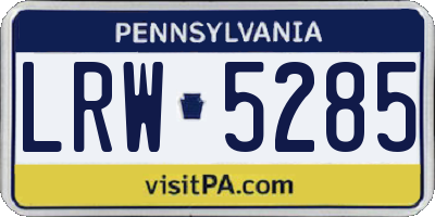 PA license plate LRW5285