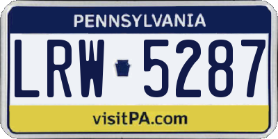 PA license plate LRW5287