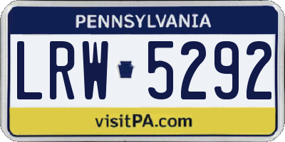 PA license plate LRW5292