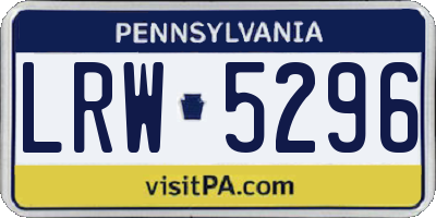 PA license plate LRW5296