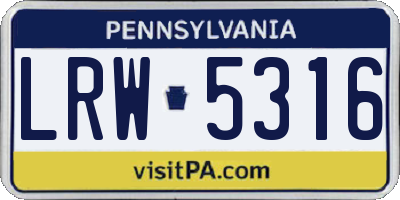 PA license plate LRW5316