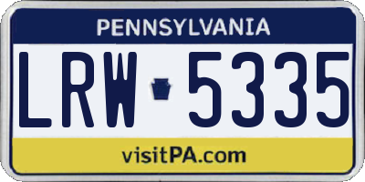 PA license plate LRW5335